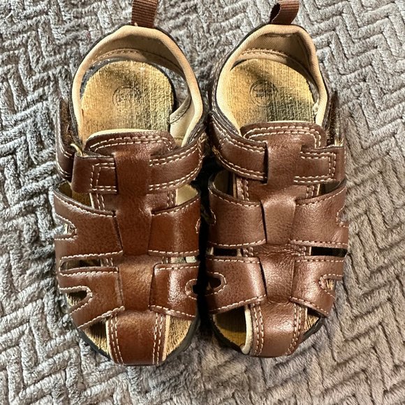 Open-Toed Brown Dress Sandals - Picture 2 of 5